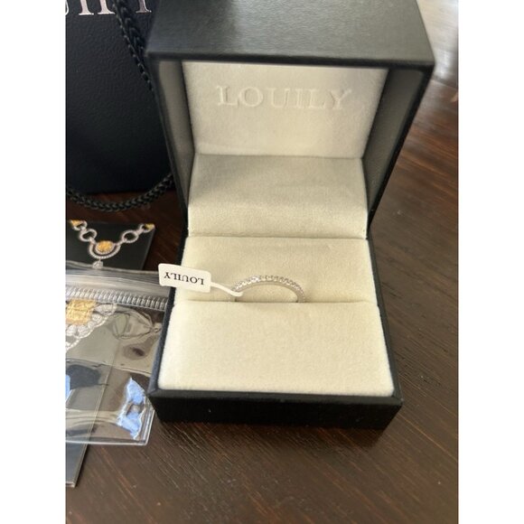 Louily Classic Full Eternity Band Thin Womens Wedding Band Sterling Silver Sz 6 - Picture 7 of 9